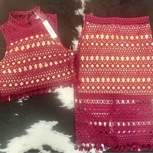 Elegant Burgundy Lace Skirt